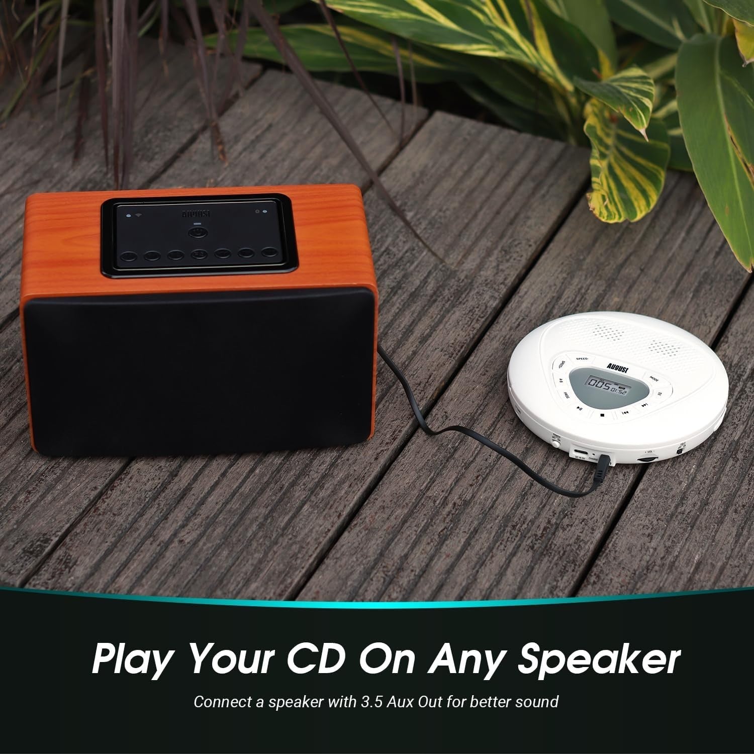 Portable Rechargeable CD Player Discman Micro SD AUX Anti Skip White