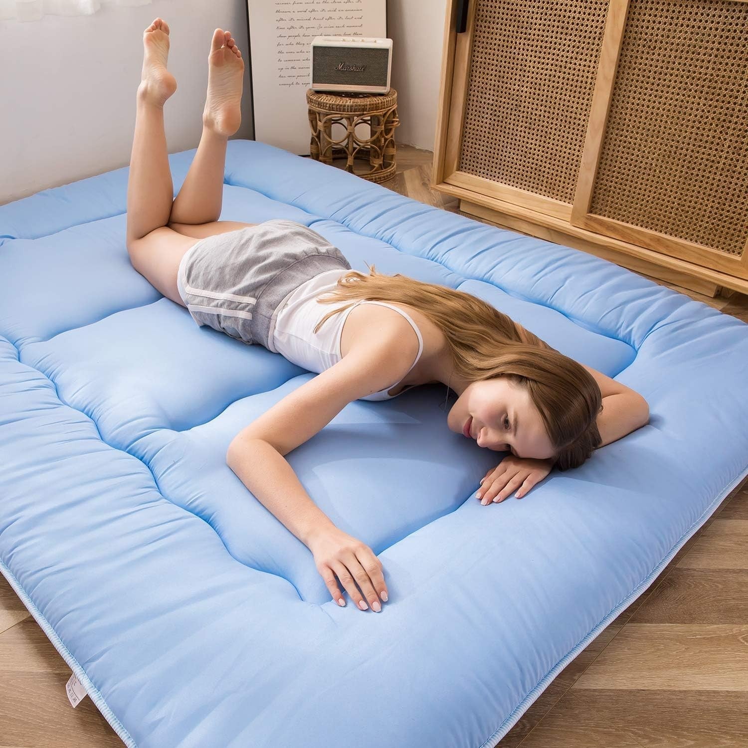 Dusty- Double Foldable Futon Mattress | Thick Tatami Sleep Pad, Portable Lounger