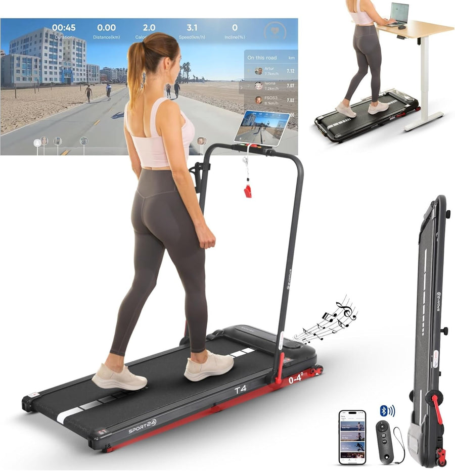 Foldable Under Desk Treadmill 12km/h Quiet Incline Home Walking Running