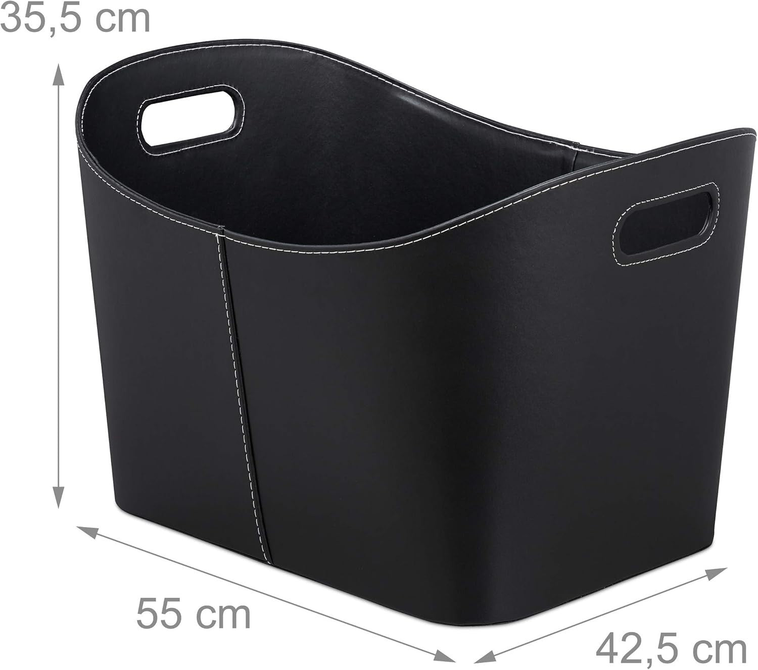 XL Faux Leather Firewood Log Basket Bin with Handles – 55x35.5x42.5cm