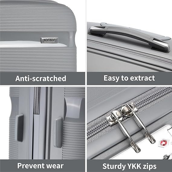 24 Inch Lightweight PP Hard Suitcase 4 Spinner Wheels TSA Lock 66L