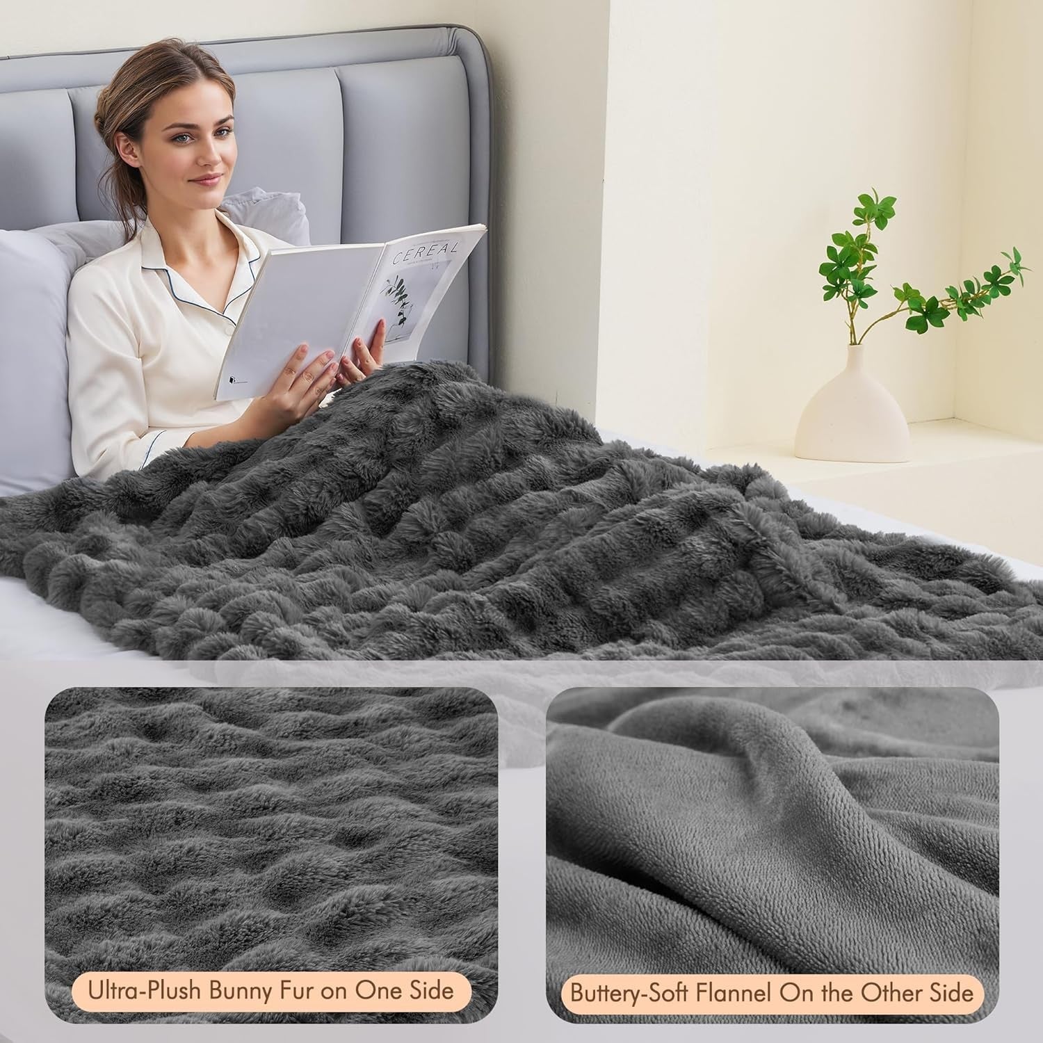 Electric Heated Throw Blanket 130x180cm Plush Fleece Fast Heat Auto Shut Off
