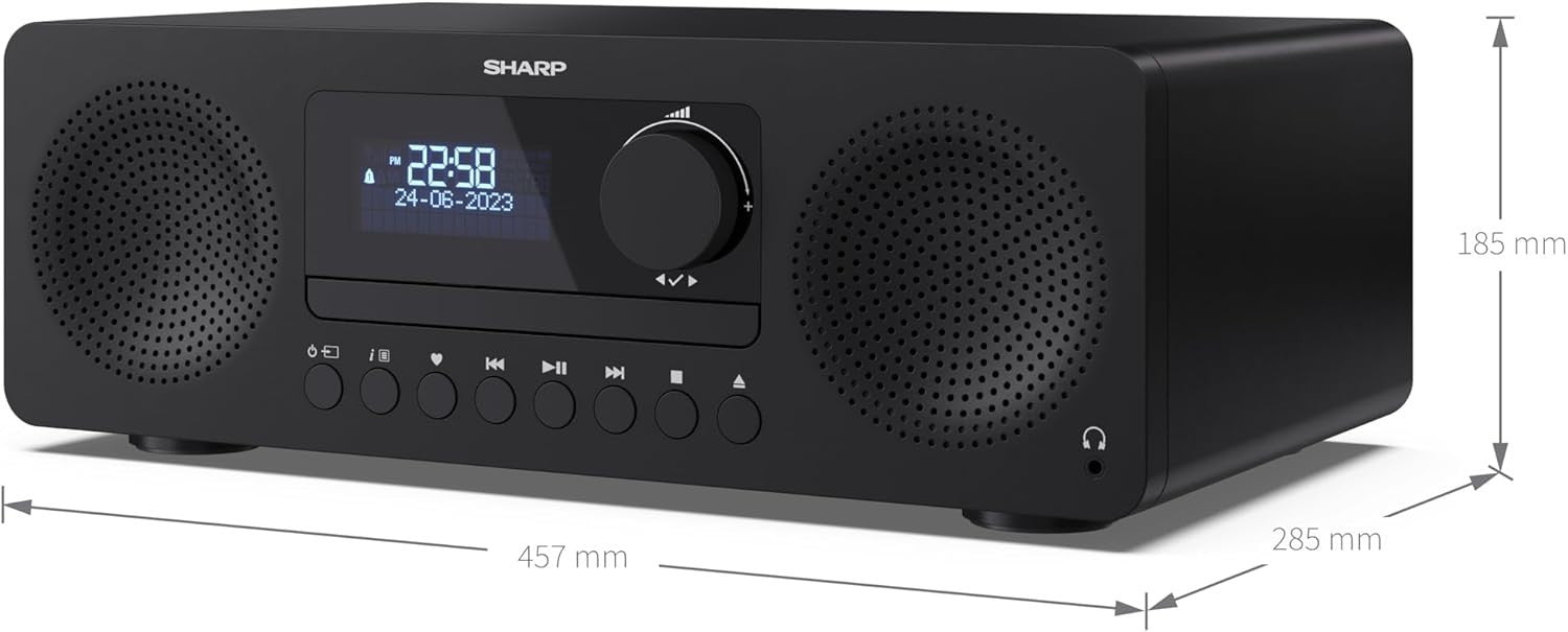 60W Hi-Fi Stereo System Bluetooth DAB Radio CD Player USB AUX Wooden Speakers