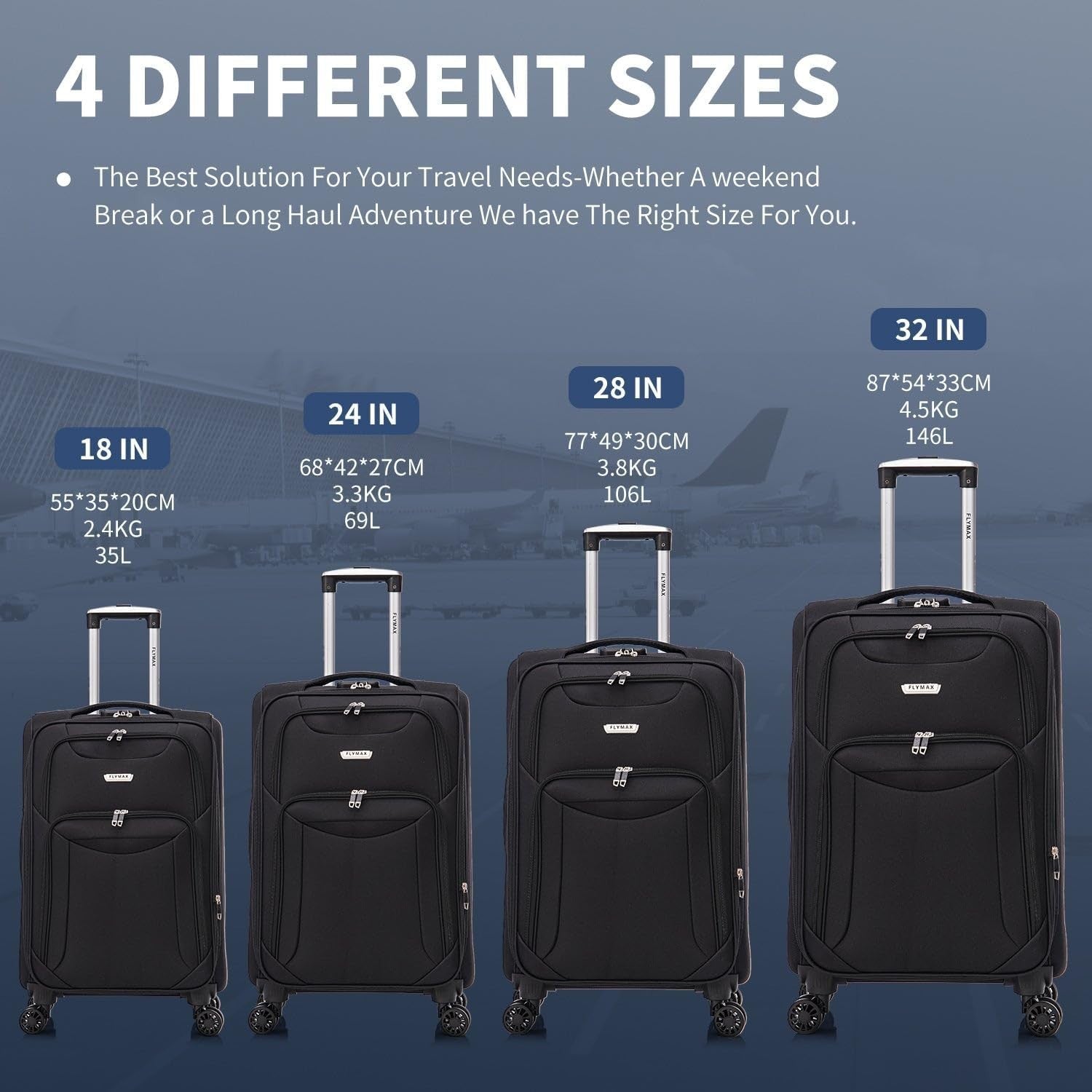 24” Medium Lightweight Expandable Suitcase 4 Wheel Travel Luggage Lock