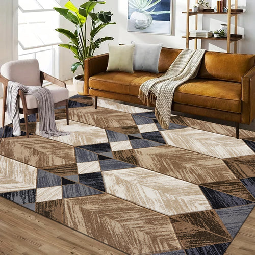 Luxury Geometric Area Rug 120x170cm Soft High Pile Living Room Bedroom