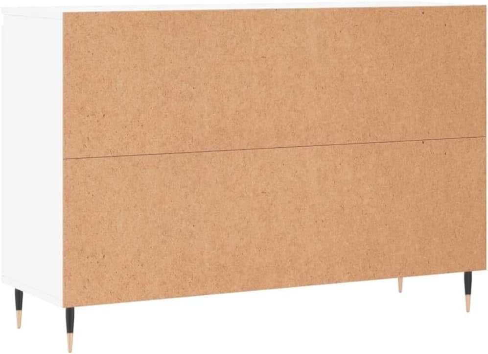 White Engineered Wood Sideboard with Iron Legs – Durable Storage Cabinet