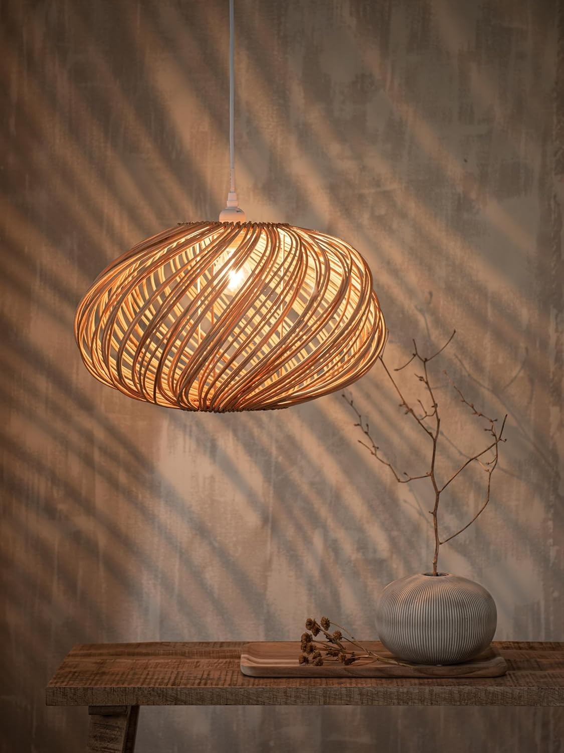 Natural Rattan Lampshade 45cm Boho Wicker Pendant Ceiling Light Shade