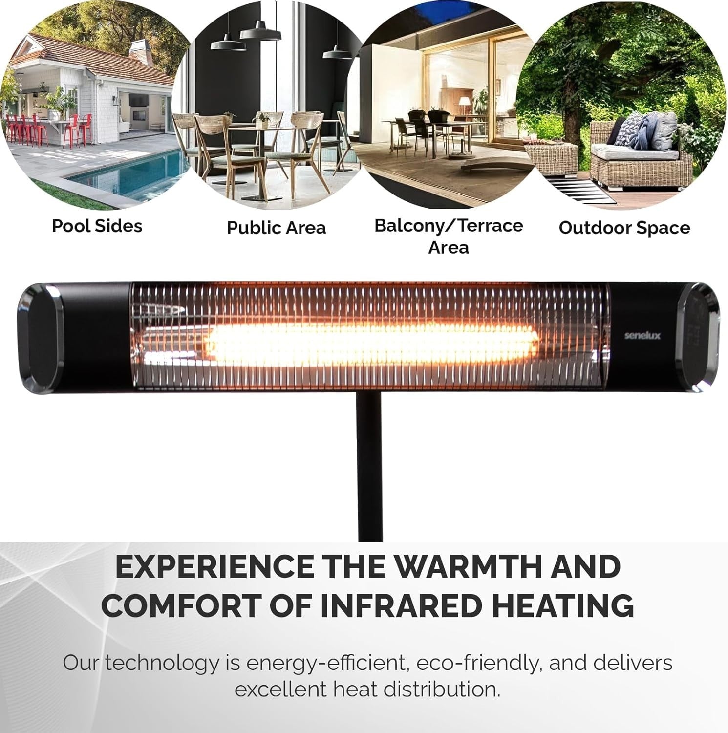 2000W Infrared Patio Heater with Tripod | 9 Heat Levels, Remote, Timer, IP65