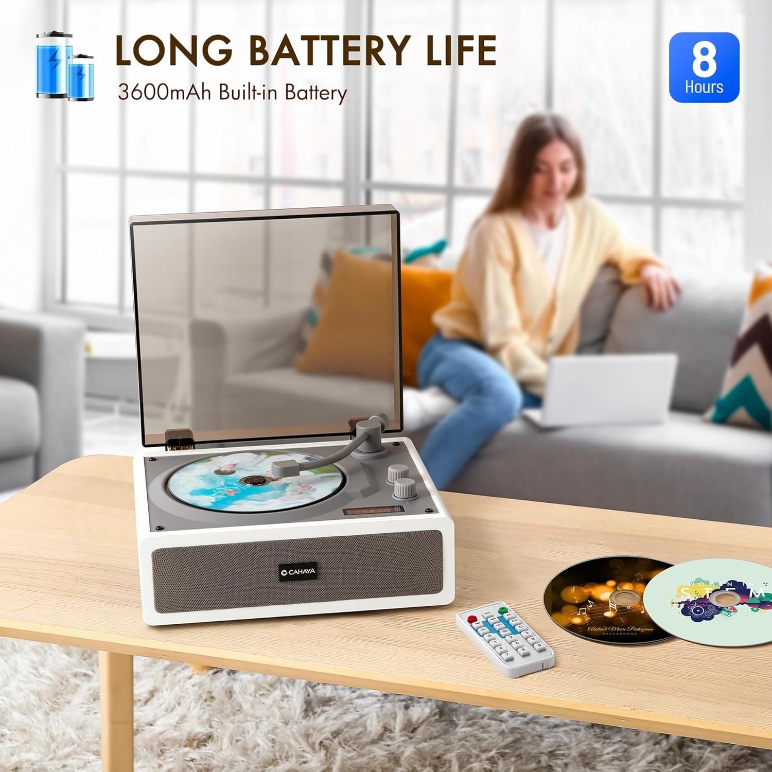 Portable CD Player Dual HiFi Speakers Remote Rechargeable USB