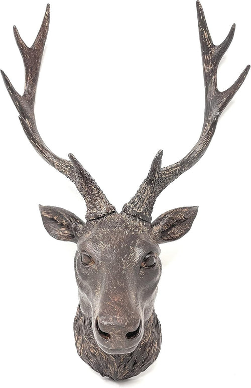 Large Resin Deer Stag Head Wall Mount – Vintage Reindeer Sculpture 47cm Antlers