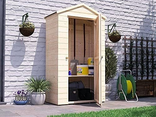 Wooden Garden Tool Shed 113x63x221cm Outdoor Storage Box with Shelf