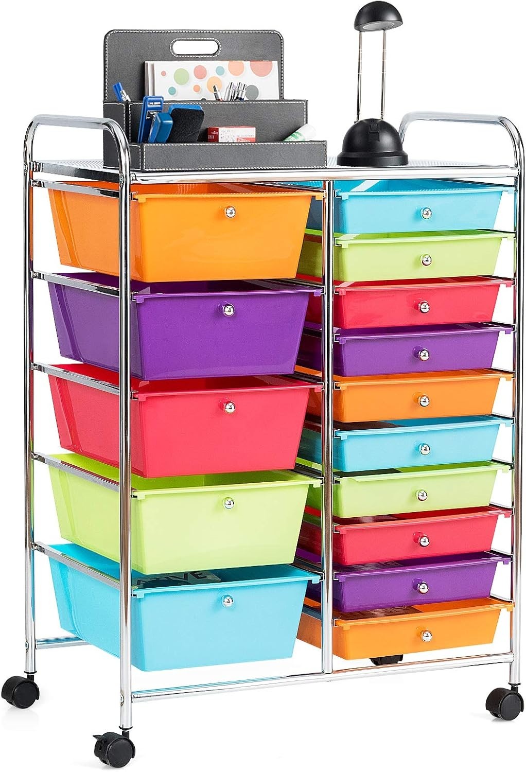 15 Drawer Mobile Storage Cabinet Rolling Craft Salon Organizer Cart