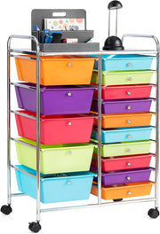 15 Drawer Mobile Storage Cabinet Rolling Craft Salon Organizer Cart
