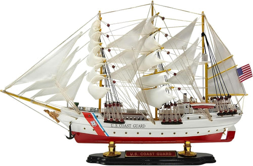 Wooden Coast Guard Cutter Ship Model 51cm Nautical Display Replica Ornament