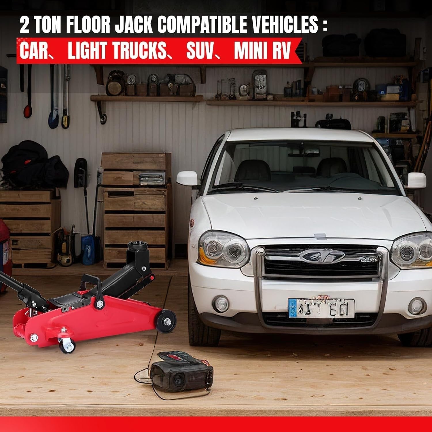 2 Ton Low Profile Hydraulic Trolley Jack 3.3–13" Heavy Duty Car Lift Carry Bag