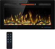 91cm WiFi Electric Fireplace Insert, Recessed Wall Mount, 13 Flame Colors