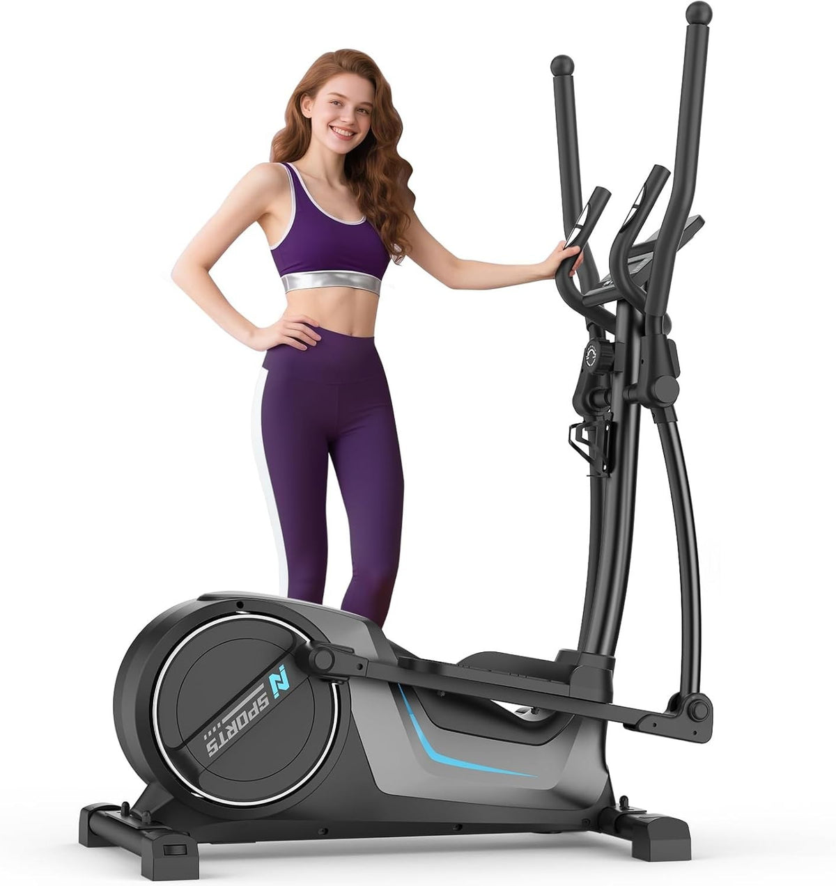 16-Level Magnetic Elliptical Cross Trainer Home Gym with LCD & Pulse Sensor