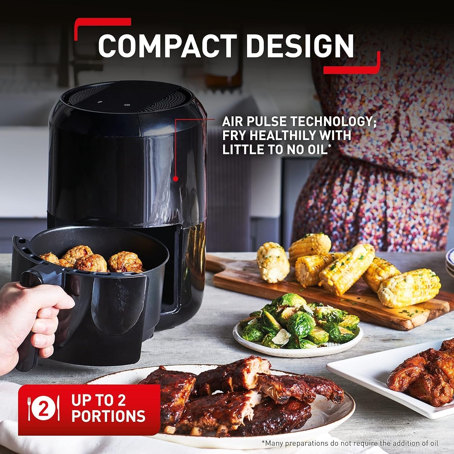 Digital Air Fryer Compact 6 Programs Touchscreen 80-200C Dishwasher Safe