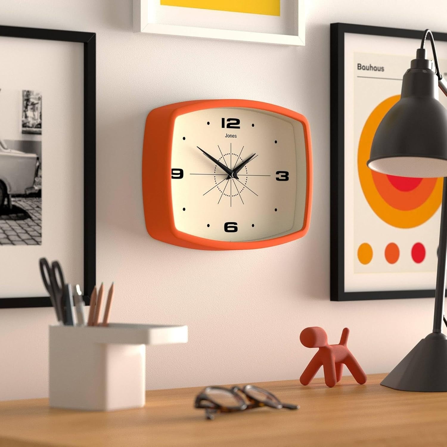 Retro 25cm Wall Clock Rectangular Silent Modern Home Kitchen Office Decor