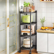 4 Tier Metal Storage Trolley on Wheels Narrow Shelving Unit Heavy Duty Rack