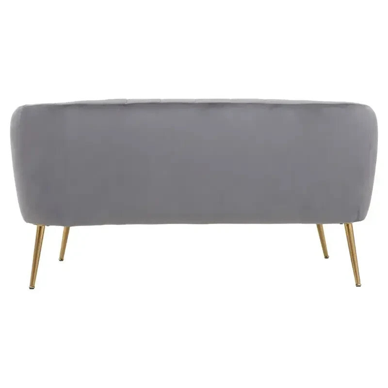 Luxury Grey Velvet 2 Seater Sofa | Gold Legs | Compact Modern Lounge Couch