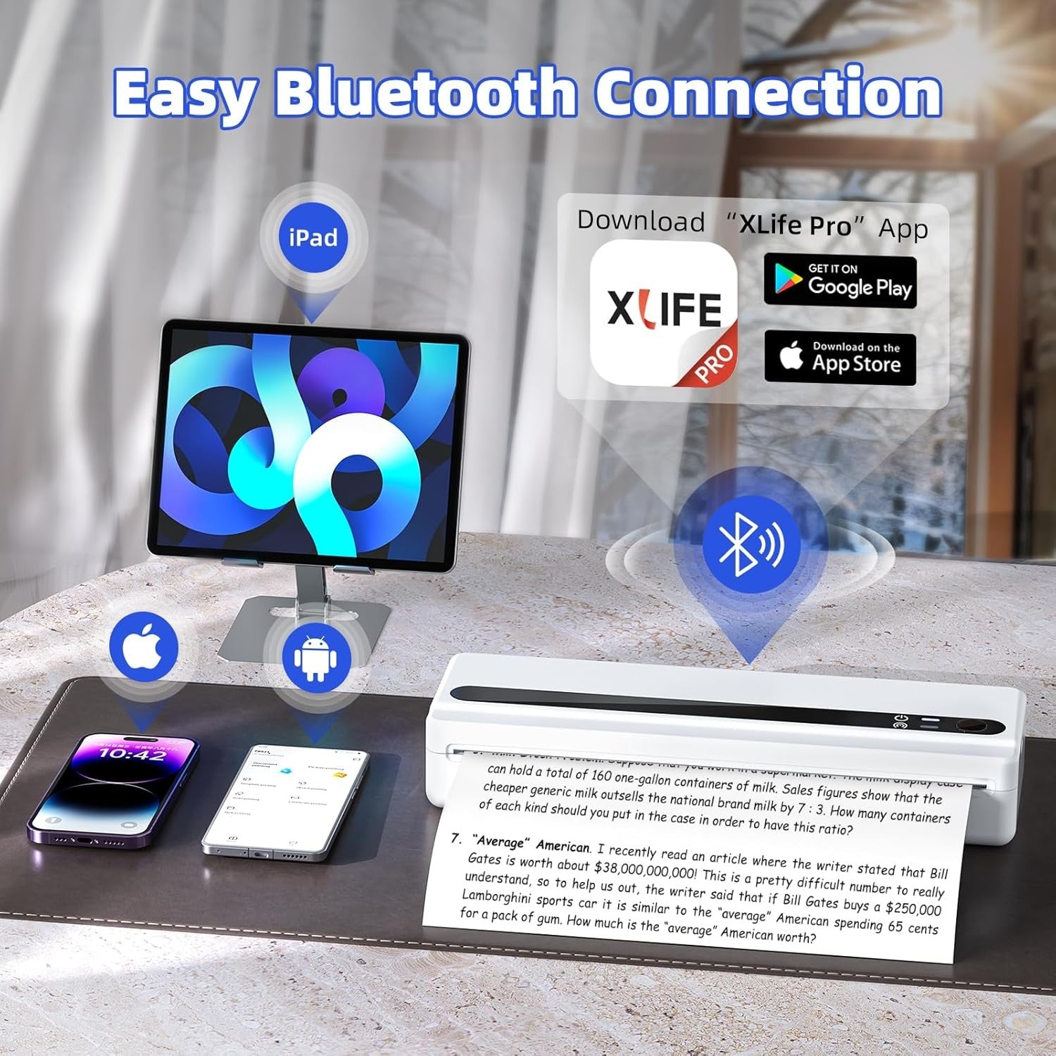 A4 Portable Thermal Printer Bluetooth Inkless