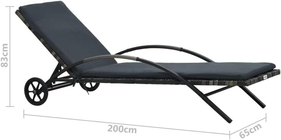 Weatherproof Rattan Sun Lounger with Adjustable Backrest & Cushioned Seat