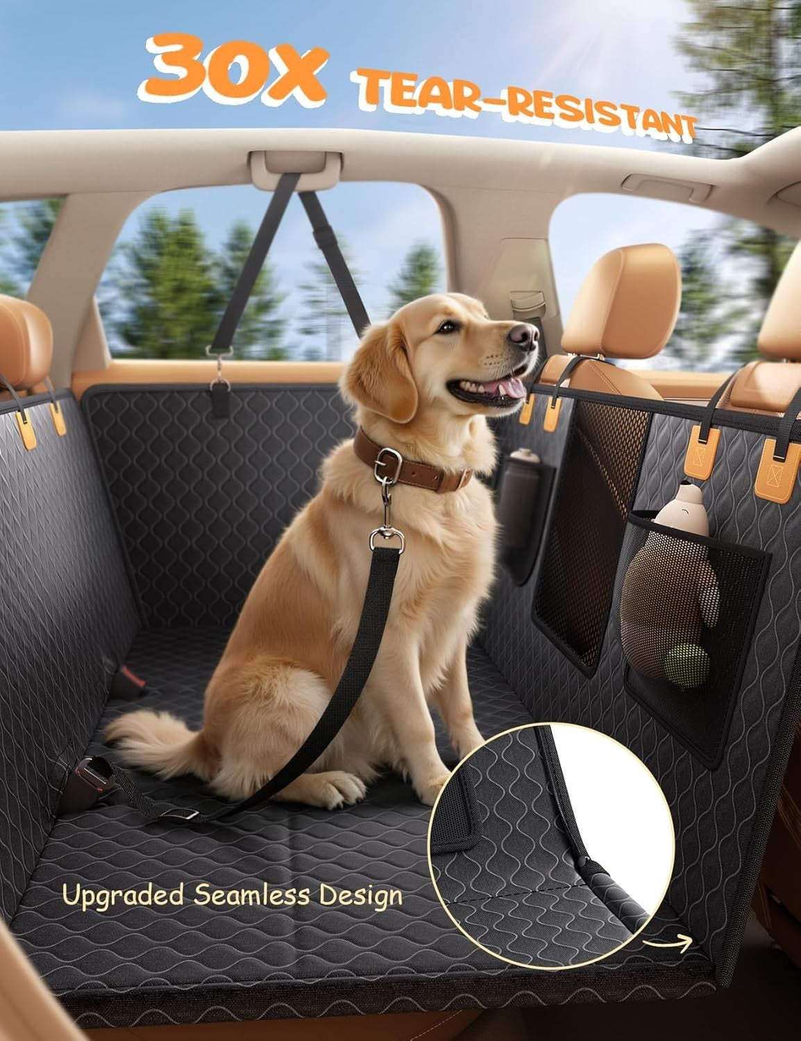 Dog Car Seat Cover Hard Bottom Hammock Waterproof SUV Truck Protector
