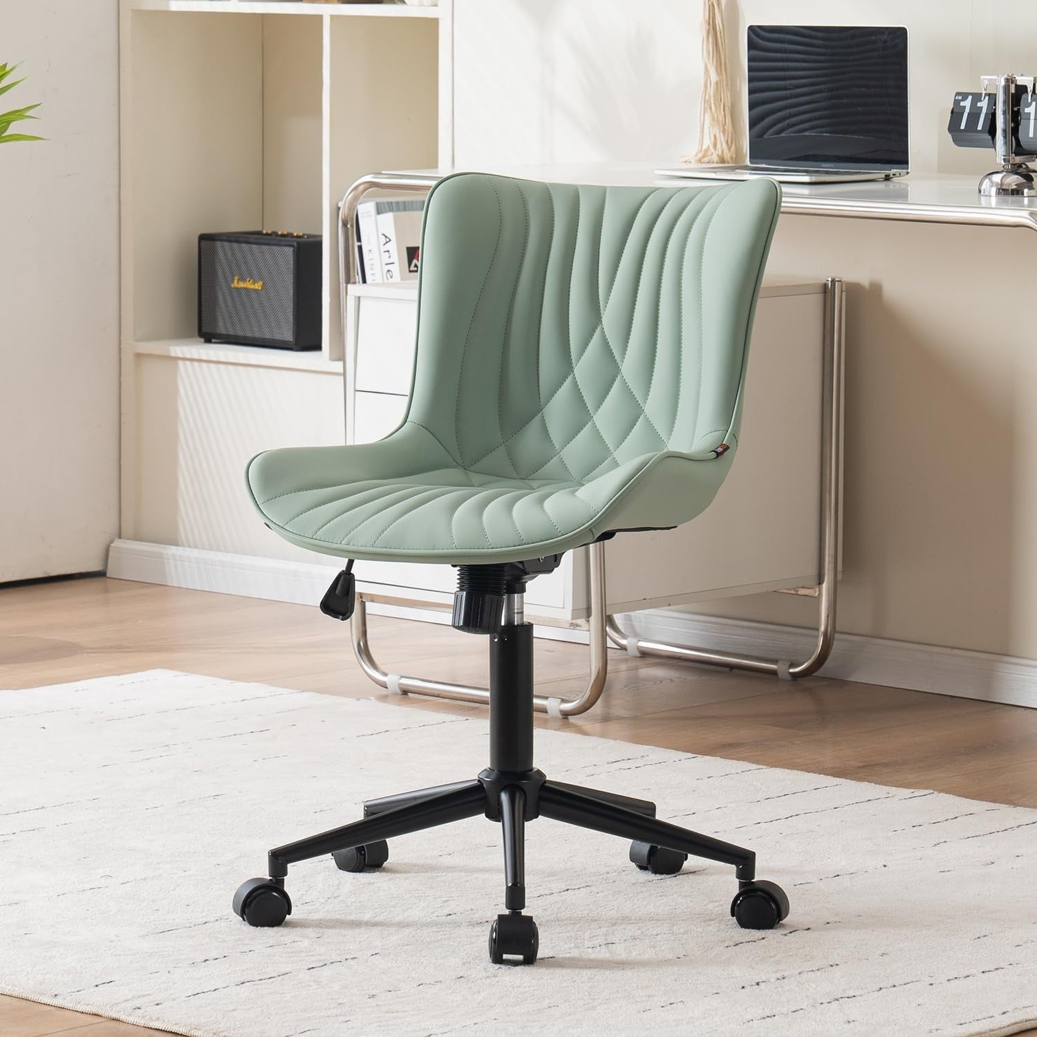 Ergonomic Mint Green Office Desk Chair Swivel Adjustable Home Work Faux Leather