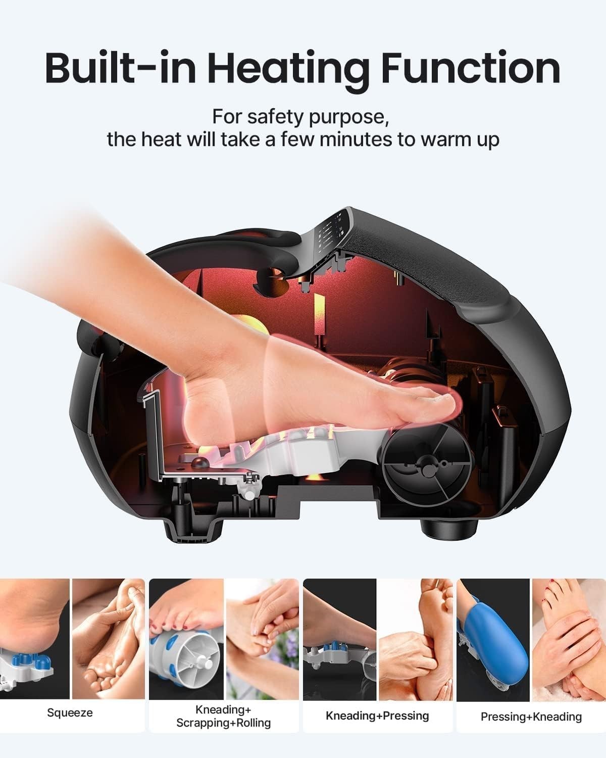 Deep Kneading Electric Foot Massager with Heat, Compression & Remote Control