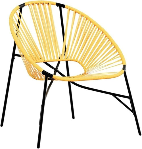 Outdoor Egg Chair Black Yellow Rattan Garden Patio Balcony Seat Comfortable