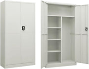 Metal Storage Cabinet with Lock, 4 Shelves, 2 Doors, 90x40x180cm Steel