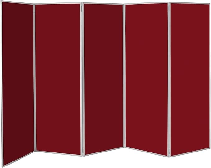 5 Panel Burgundy Room Divider 180×300cm – Folding Privacy Partition Screen