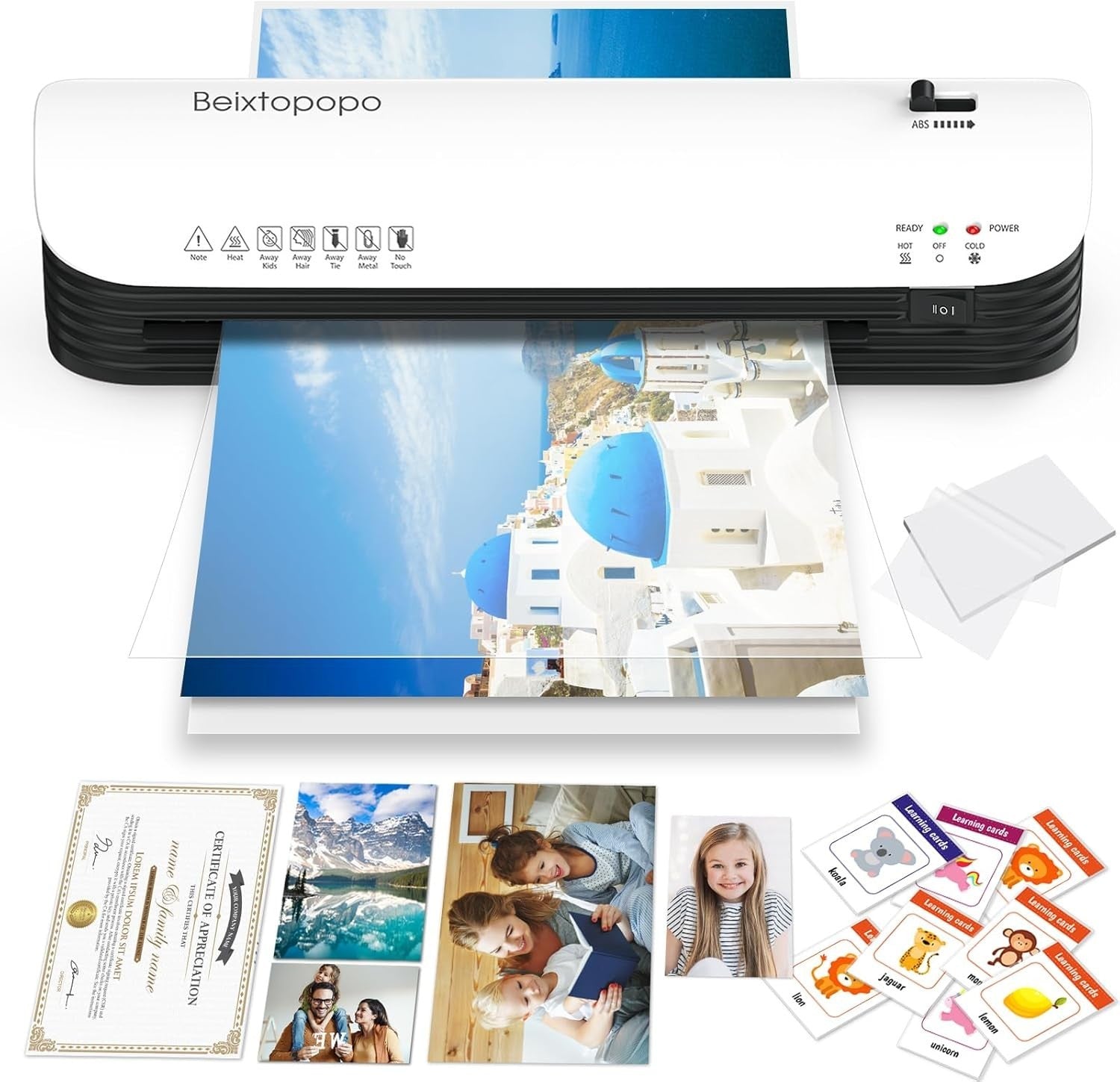 9” A4 Laminator Hot Cold 6-in-1 Anti-Jam Fast Warm-Up + Pouches