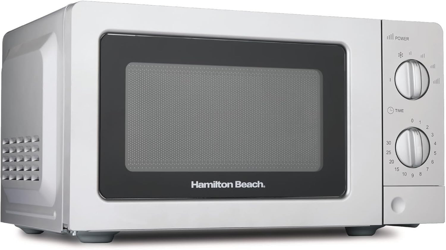 Hamilton Beach 20L Microwave 700W Silver, Manual Controls, 6 Power Levels