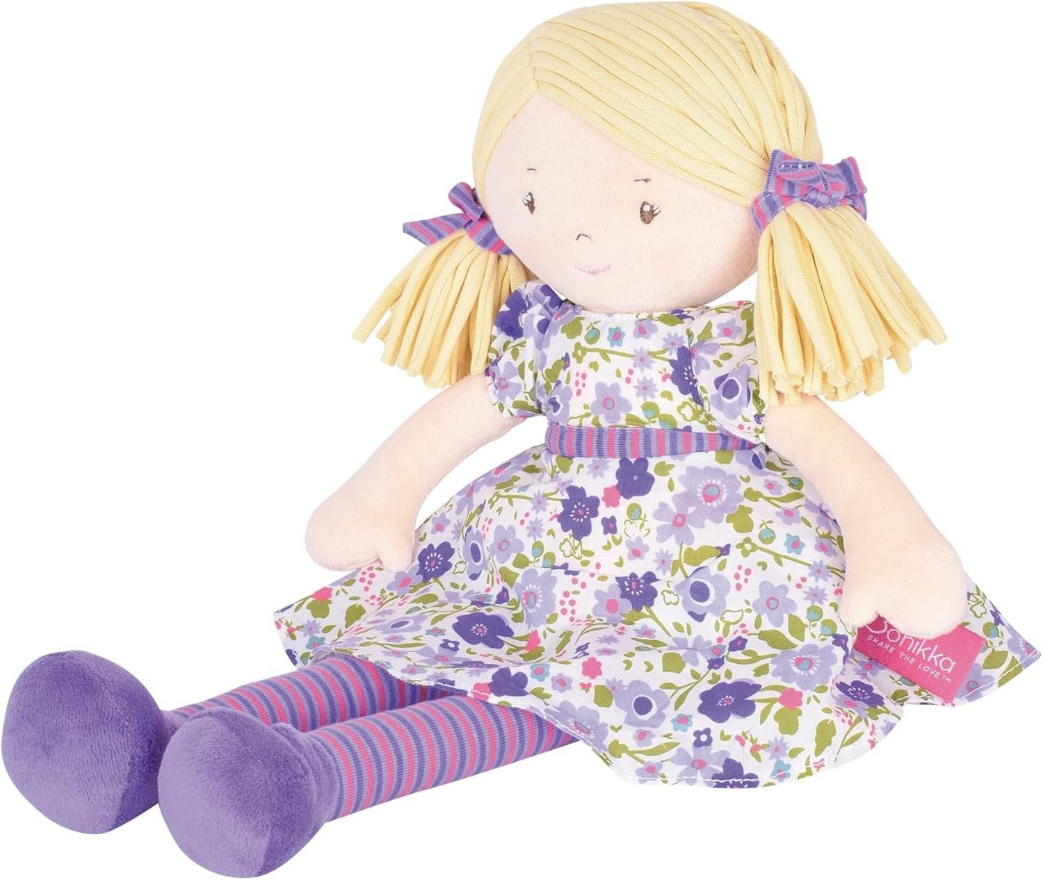 Organic Cotton Soft Rag Doll Floral Dress Cuddly Tea Party Gift for Girls