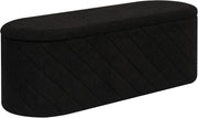 Black Oval Storage Ottoman Bench 3-in-1 Footrest Seat 110x38x38cm