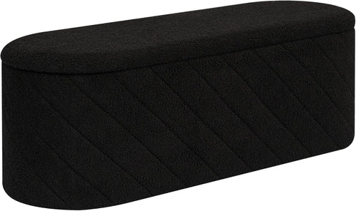 Black Oval Storage Ottoman Bench 3-in-1 Footrest Seat 110x38x38cm