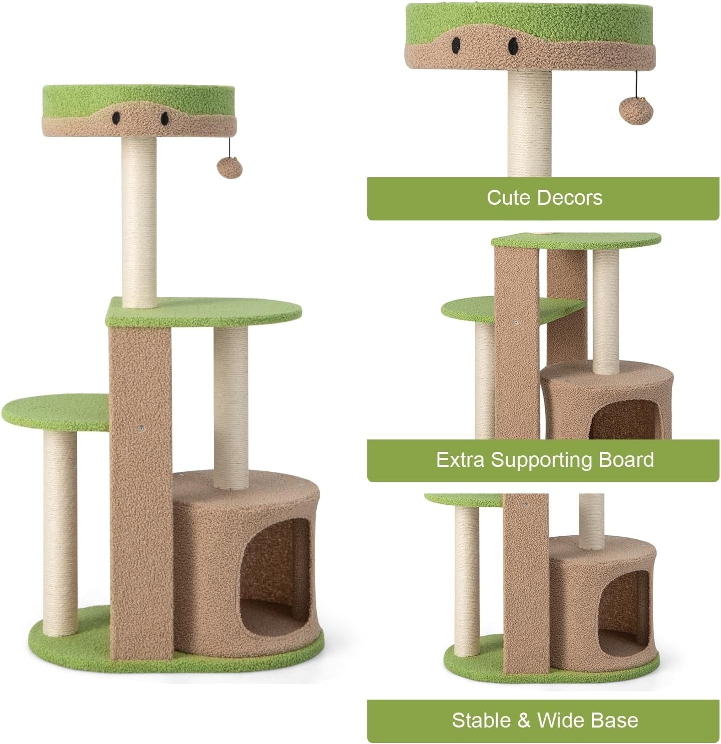 Brown Multi-Level Cat Tree with Condo Scratching Posts Climbing Tower 111cm