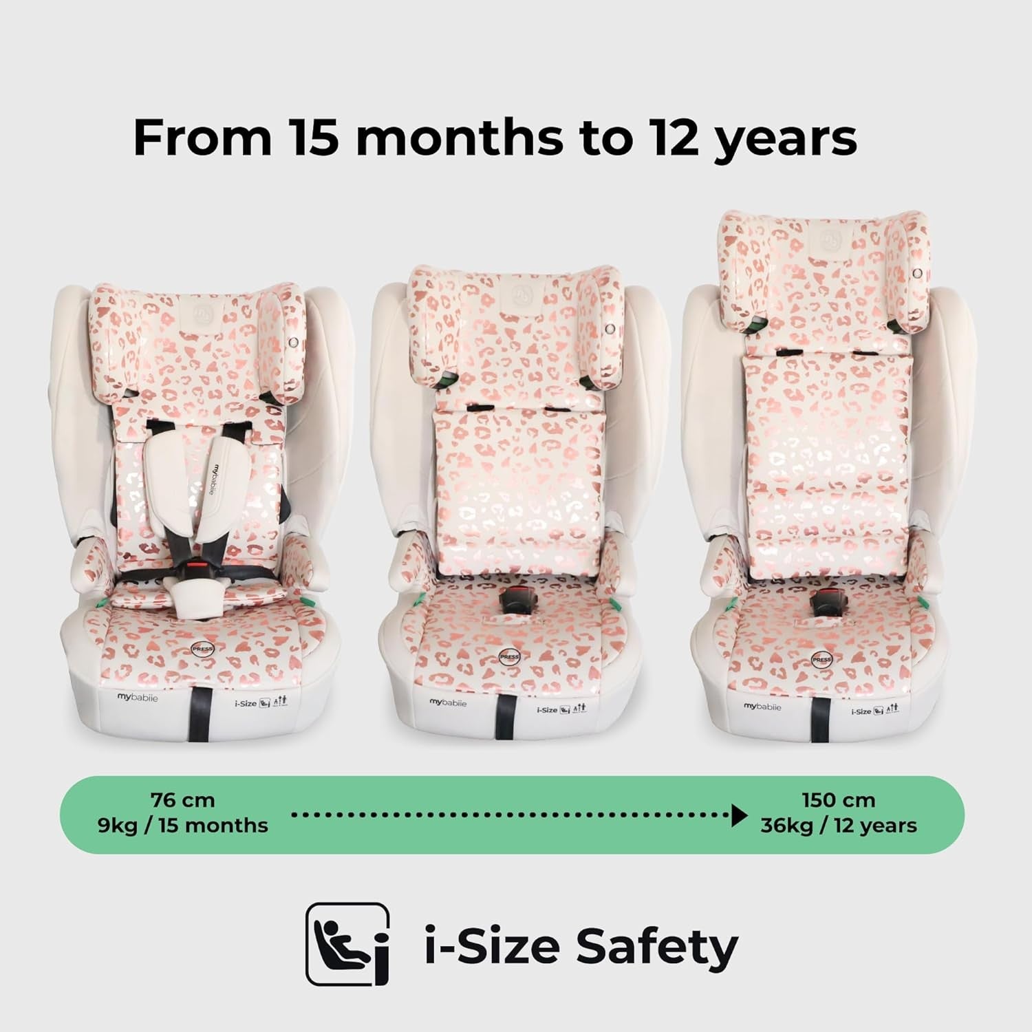 ISOFIX Toddler to Booster Car Seat i-Size Foldable Tether 15m–12Y