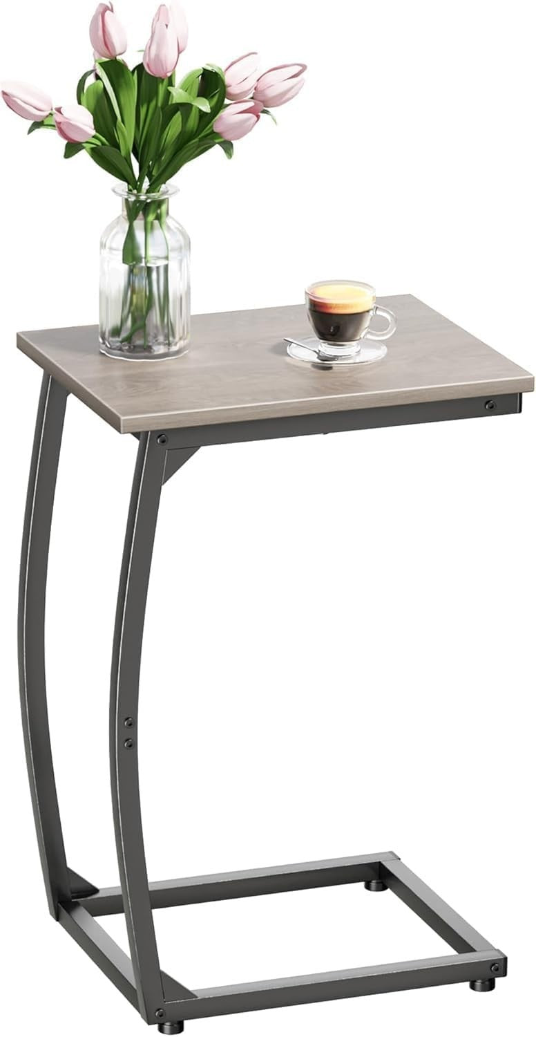 C Shaped Side Table Sofa End Table Slim Snack Laptop Tray Desk Small Space