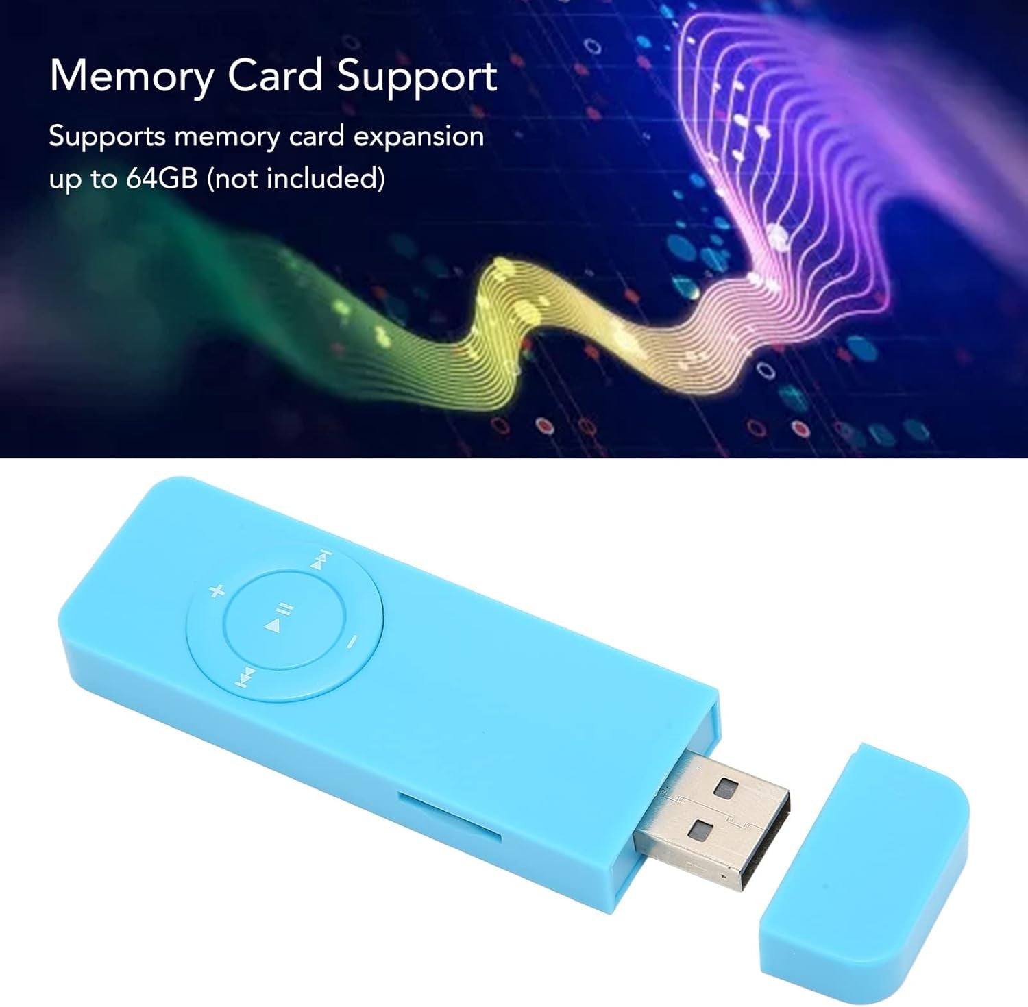 USB MP3 Player Lossless Sound Student Kids TF 64GB Blue