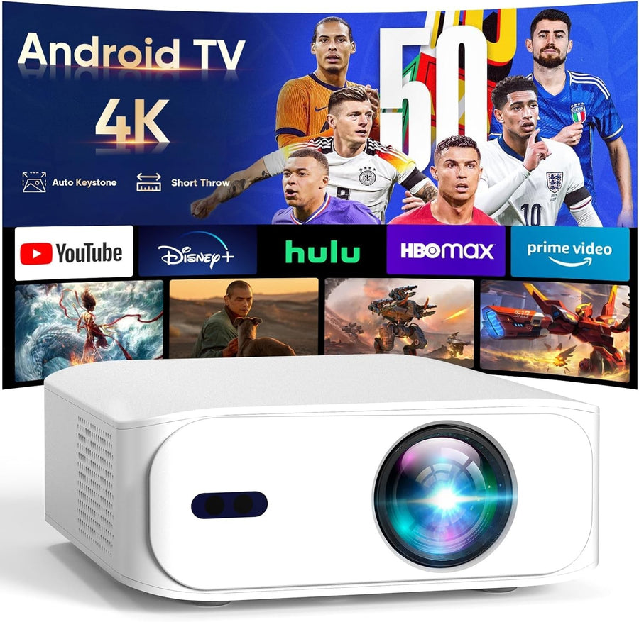 Short Throw Smart Projector 1080P 4K Support WiFi 6 Bluetooth Apps