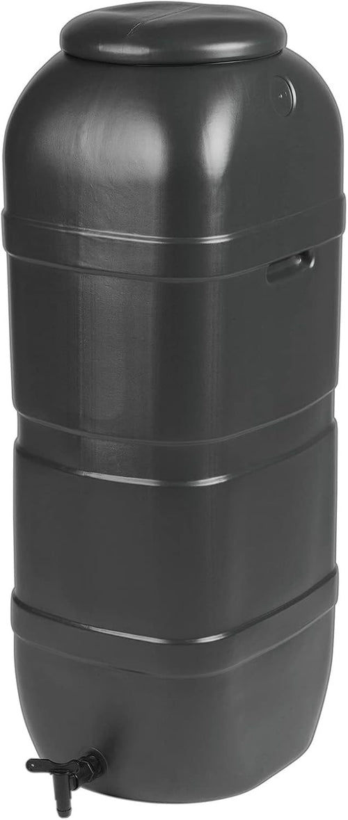 210L Garden Water Butt With Tap Lockable Lid Outdoor Rain Collector Black