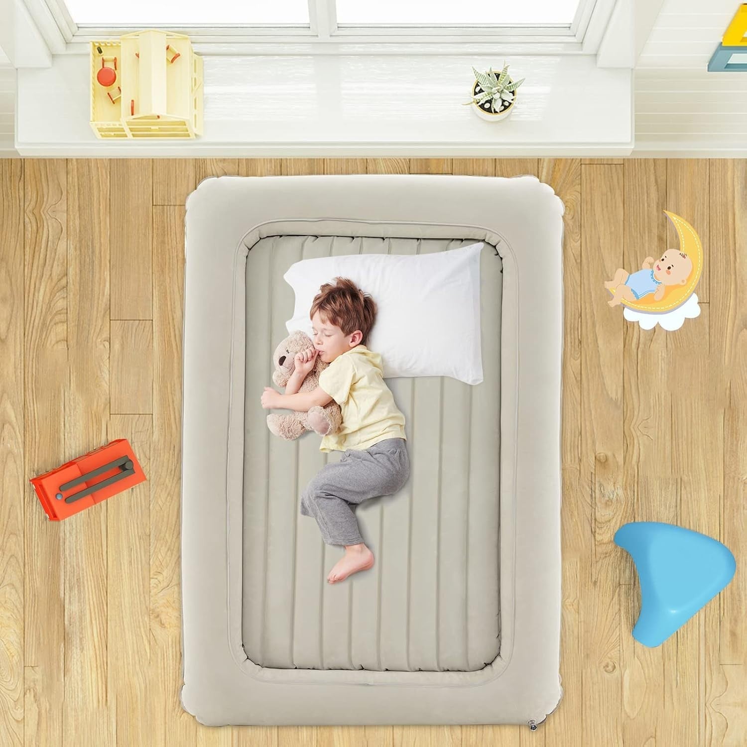Inflatable Toddler Travel Bed with Safety Rails Kids Air Mattress