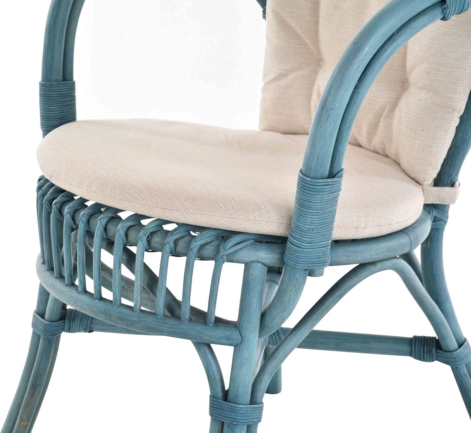 Scandinavian Wicker Chair Natural Rattan Armchair with Cushion Indoor Lounge