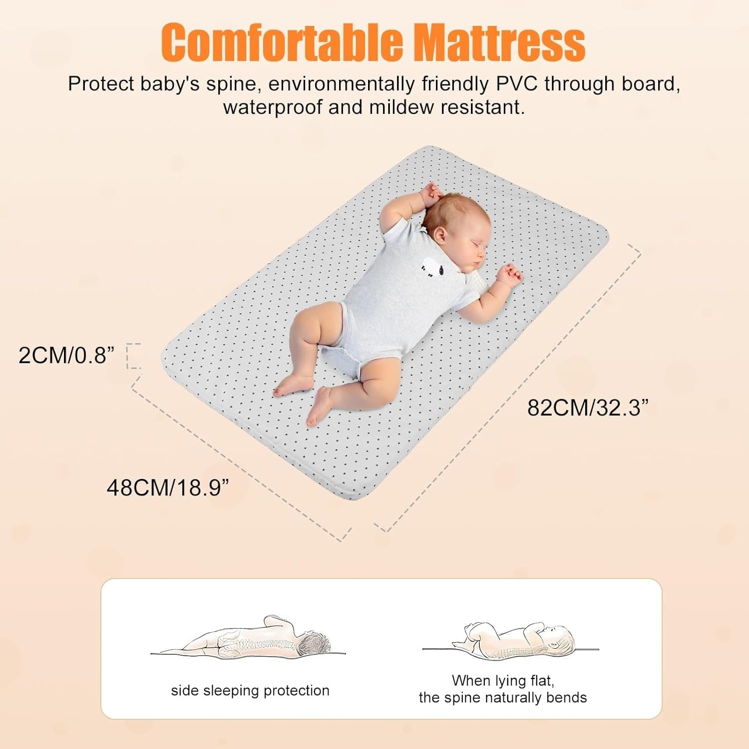 3in1 Baby Crib Bassinet Adjustable Travel Cot with Mattress & Storage Grey A