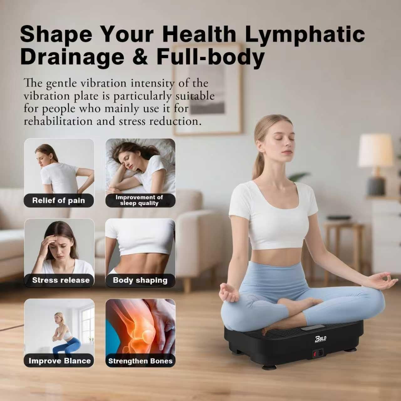 Whole Body Vibration Plate 200 Speeds Lymphatic Drainage 330lb