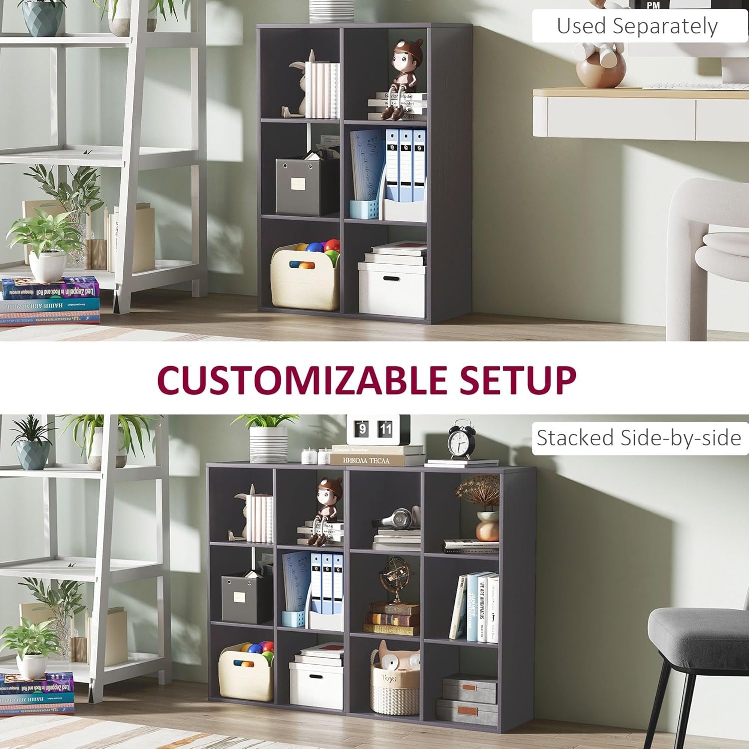 Modern 6-Cube Bookcase Storage Unit Freestanding Display Shelf for Home