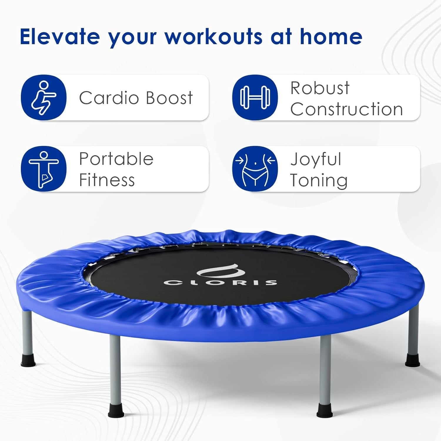 36'' Foldable Fitness Trampoline Rebounder Adjustable Handle Indoor Gym